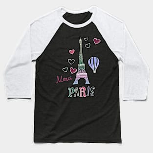 Colorful Paris Art Baseball T-Shirt